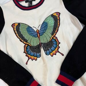 Forever 21 M sweater butterfly sequins preppy fun casual